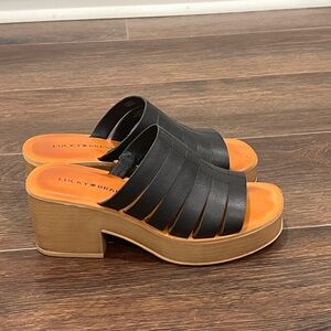 Lucky Brand Black Platform Sandals Block Heel